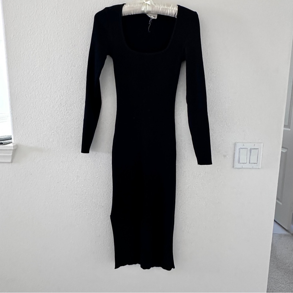 100% cotton Black Long Sleeve Sweater Dress xs